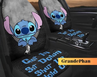 Stitch Car Seat Covers, Stitch Car Decor, Stitch Get In Sit Down Shut Up, Disney Car Seat, Car Seat Covers Set, Lilo And Stitch