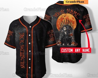 Halloween Jack Skellington Baseball Jersey, Jack Skellington Shirt, Disney Halloween Mickey Not So Scary, Custom Name Halloween Jersey