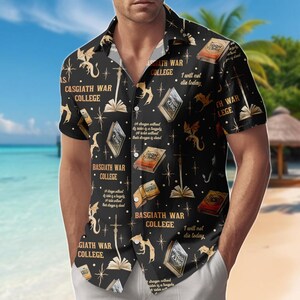 Dragon Wing Hawaiian Shirt, Basgiath War College Button Shirt, 4th Wing Men Shorts, Vacation Matching Outfit, Gift For Him