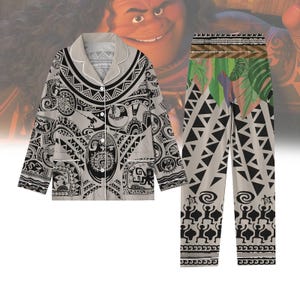 Conjunto de pijama de disfraz de Moana de Maui, pijama de cosplay de Maui para mujer, pijama de dibujos animados para la familia, atuendo de Moana para niñas, camiseta de vacaciones en Disneyland
