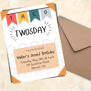 Taco Twosday Second Birthday Party Invite