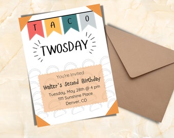 Convite para segunda festa de aniversário do Taco Twosday