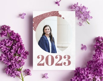 Pink Customizable Graduation Announcement, Digital Download, High School & College Grad Invitation, Class of 2023, Modern, Canva Template