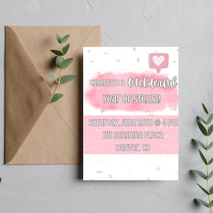 A Onederful Year First Birthday Party Invitation, Digital Canva Download, Editable Template