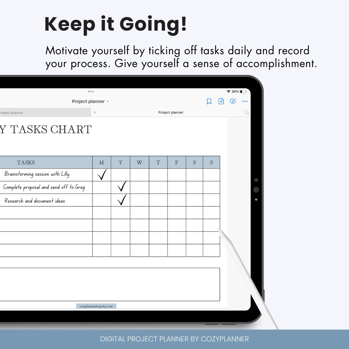 Blue Digital Project Planner for Goodnotes and Notability, for Managing ...