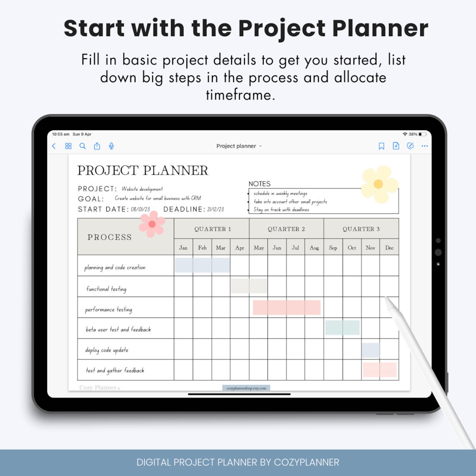Digital Project Planner Pdf and Tracker Template for Goodnotes and Ipad ...