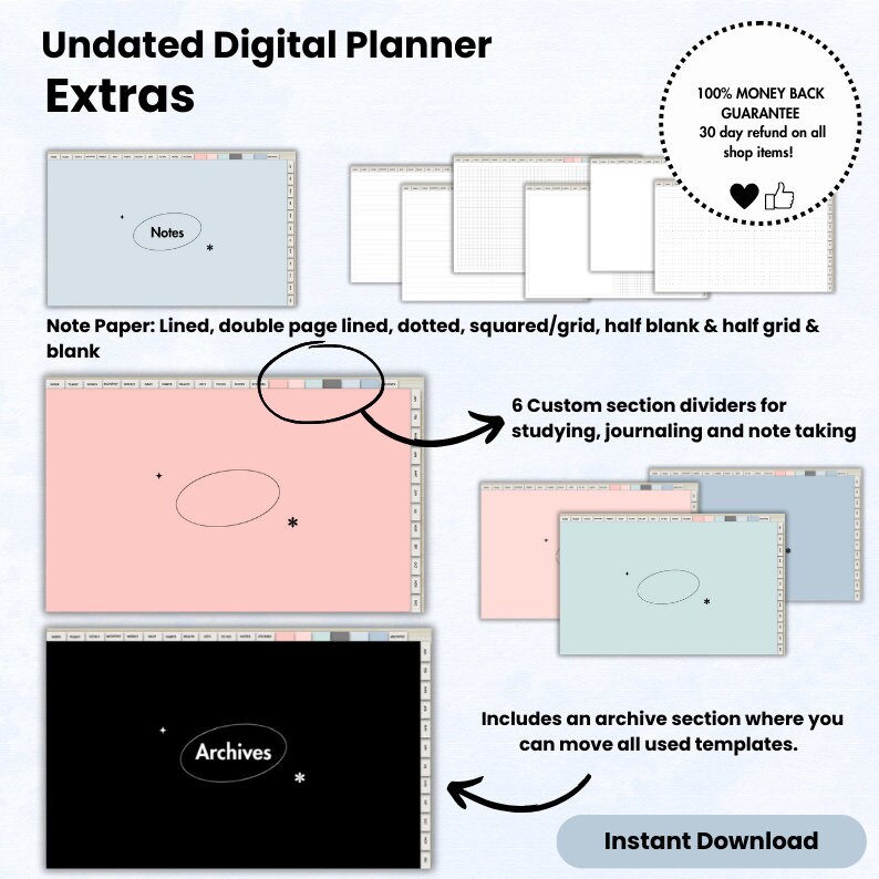 Life Planner Undated Daily Monthly Digital Planner for Goodnotes Ipads ...