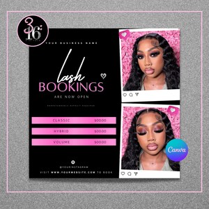 Lash Bookings Flyer: DIY Lash Tech Template (Canva Editable)