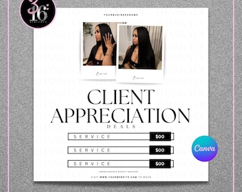 DIY Client Appreciation Sale Flyer| Sale Flyer, Hair Sale, Braids, Nails , Lash Sale, Lace Wig, Booking Specials, Editable Canva Template