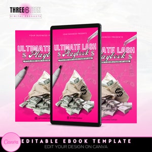 Ebook Cover Template| Lash Playbook Hair Wig Vendor Lash Tech Cosmetics Beauty Digital Products| Manual Lash Ebook Front Cover Design