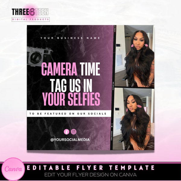 DIY Selfie Tag Flyer| Selfie Flyer Tag Us In Your Selfie| Lash Flyer Makeup Flyer Beauty Flyer Hairstylist Flyer| Instagram Post Template