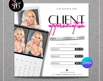 DIY Client Appreciation Sale Canva Template | Lash Tech, Nail Tech, Lace Wig Install, Braid Deals, Flash Sale Editable Instagram Flyer