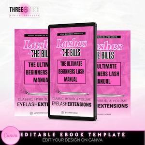 Ebook Cover Template| Lash Manual Cover Design| Lash Tech Beauty Business Editable Ebook Cover| Manual Editable Front Cover Design