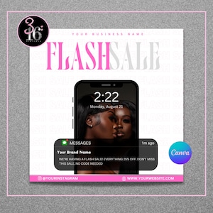 Flash Sale Canva Flyer | Entrepreneur Flash Sale Business Flyer For Lash Tech, Nail Tech, Clothing, Hairstylist Editable Instagram Flyer