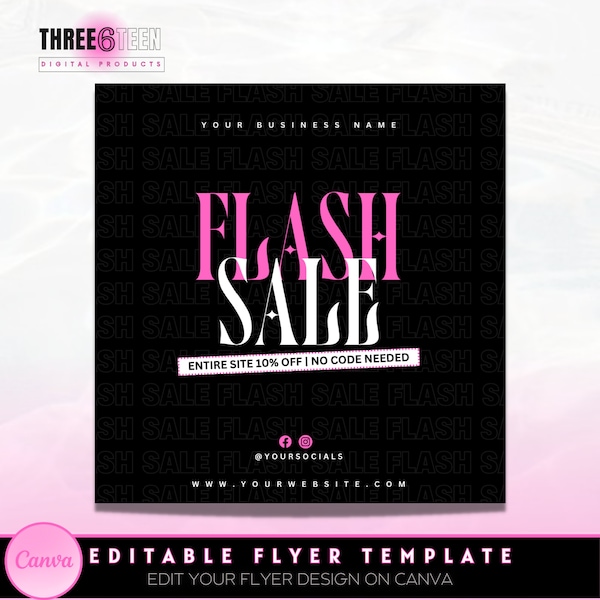 DIY Flash Sale Flyer| Flash Sale Flyer For Business Lash Tech Boutique Entrepreneur Clothing Business Nail Tech Beauty Flyer| Canva Flyer