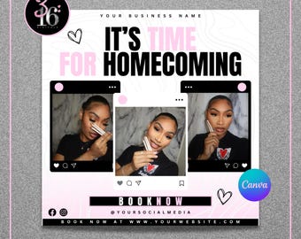 DIY Homecoming Bookings Flyer| Homecoming Flyer For Lash Techs Nail Techs Mua's Esthetician Hairstylist Install Braid Bookings| Homecoming
