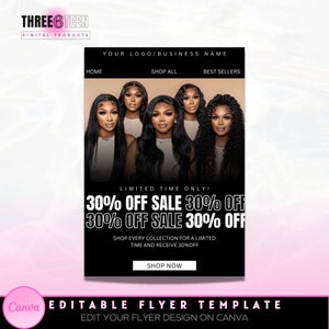 Wig Boutique Email Newsletter Template: DIY Sales & Marketing (Canva Editable, Digital Download)