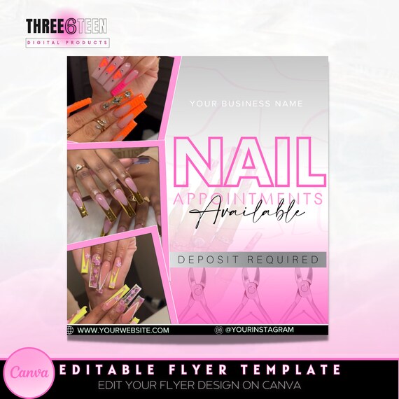 DIY Nail Appointments Available Flyer| Book Now Nail Lash Hair Mua Esthetician Beauty Social Media Flyer| Appointments Available Book Now