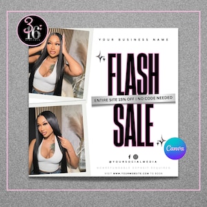 DIY Flash Sale Flyer| Sale Flyer, Appointments Available, Bookings Open, Hair, Braids, Nails , Lashes, Lace Wig, Editable Canva Template
