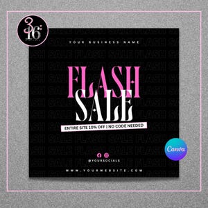 DIY Flash Sale Canva Template | Lash Tech, Boutique, Entrepreneur, Clothing Business, Nail Tech, Hair Bundles Editable Instagram Flyer