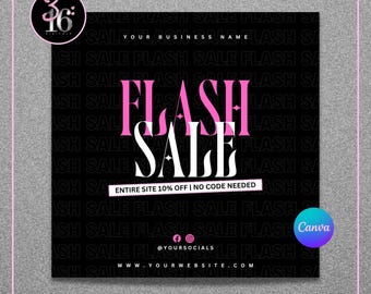 DIY Flash Sale Canva Template | Lash Tech, Boutique, Entrepreneur, Clothing Business, Nail Tech, Hair Bundles Editable Instagram Flyer
