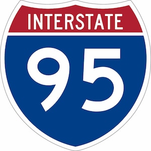 Interstate 95 I-95 Shield Shaped 24" Heavy Duty USA Made Metal United States Transportation Highways Advertising Sign