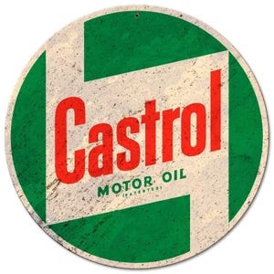 Castrol Motor Oil 14&quot; Round Heavy Duty USA Made Metal Advertising Sign