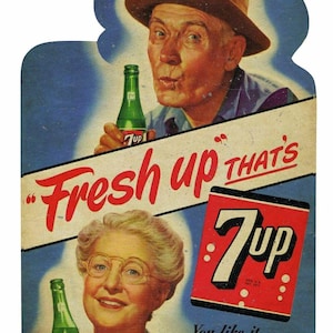 Fresh Up That's 7Up Grandparents 23" Heavy Duty USA Made Metal Soda Pop Seven Up Adv Sign