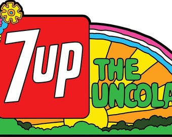 Vintage 7UP THE UNCOLA Peter Maxx Style Metal Sign, Rare Retro