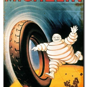Michelin Man Running After Runaway Tire 16&quot; Heavy Duty USA Made Metal Tires Advertising Sign
