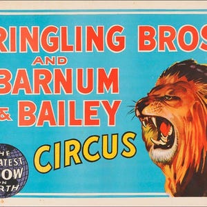 Ringling Brothers Barnum & Bailey Lion 16&quot; Heavy Duty USA Made Metal Adv Sign