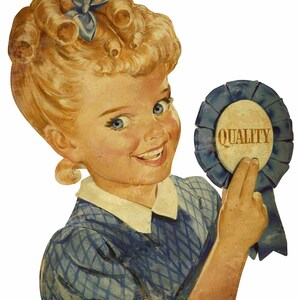 Sunbeam Bread Quality Blue Ribbon 24&quot; Heavy Duty USA Made Metal General Store Bakery Advertising Sign