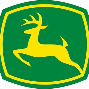 Letrero publicitario clásico de metal resistente de 36" fabricado en EE. UU. con el logo de John Deere, verde y amarillo