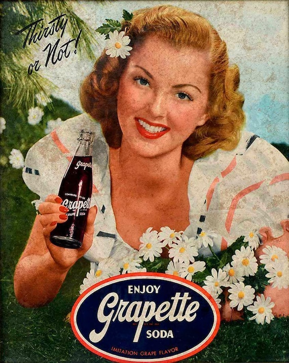 Grapette Grape Soda Pop Woman Flowers 15