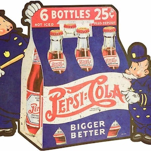 Pepsi Cola Six Pack Keystone Cops 15&quot; Heavy Duty USA Made Metal Advertising Sign