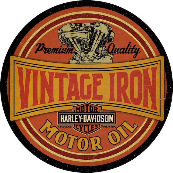 ビンテージ　ハーレーダビッドソン オイル　看板 Vintage Iron Motor Oil Harley Davidson 14