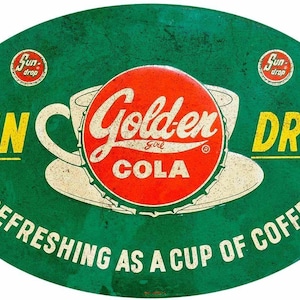 Golden Girl Cola Sundrop Coffee 19&quot; Heavy Duty USA Made Metal Oval Advertising Sign