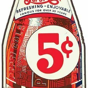 Pepsi Cola Bottle Shaped 21&quot; Heavy Duty USA Made Metal Soda Pop Advertising Sign