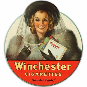 Winchester Cigarettes 16&quot; Heavy Duty USA Made Metal Tobacco Advertising Sign
