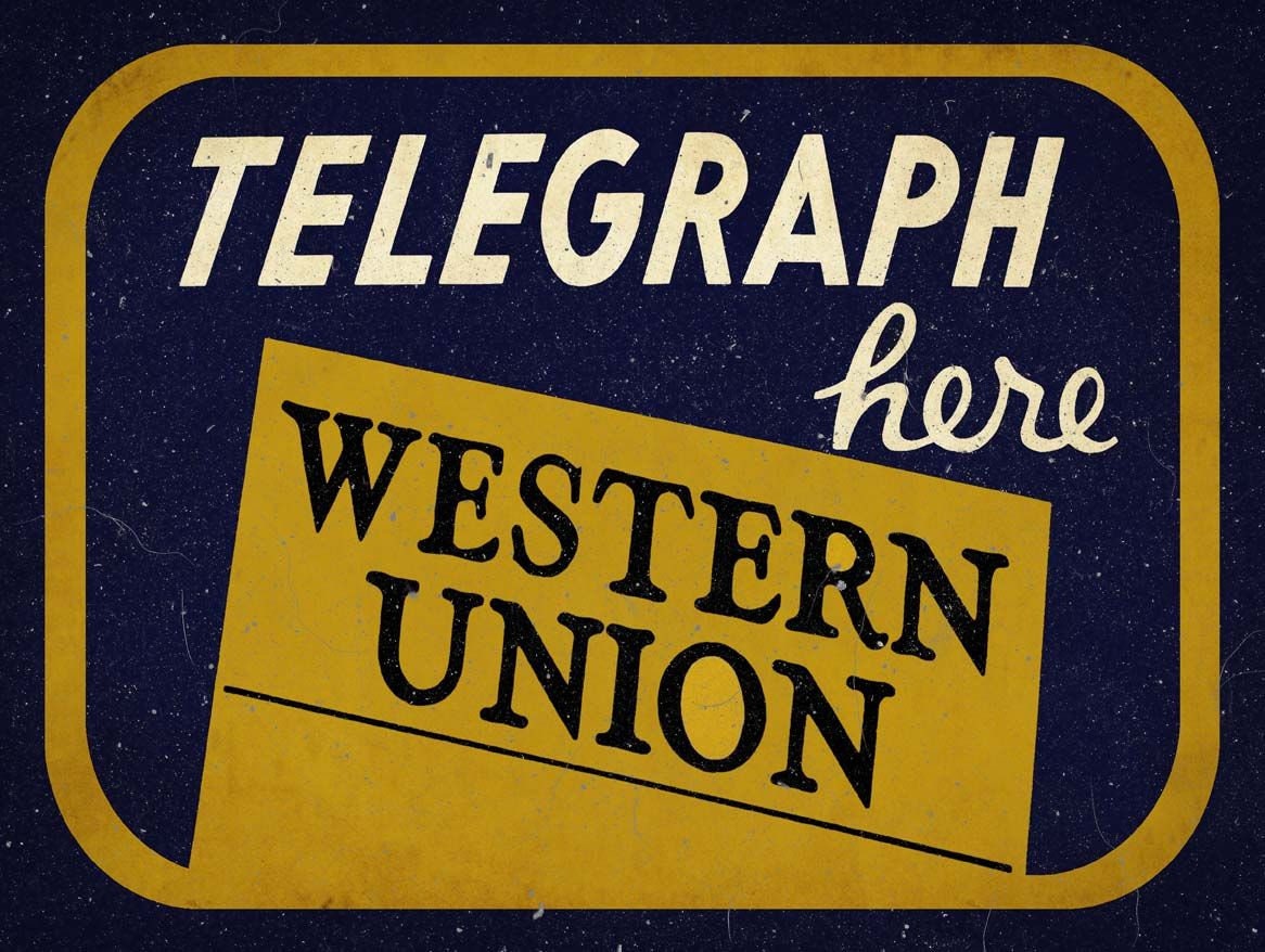 Telegraph Here Western Union 16" Heavy Duty USA Made Metal Advertising Sign
