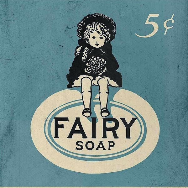 White Pure Floating 5 Cents Fairy Soap 16" Heavy Duty USA Metal Advertising Sign
