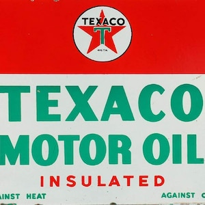 Texaco Motor Oil Insulated 16&quot; Heavy Duty USA Made Metal Gas Station Adv Sign