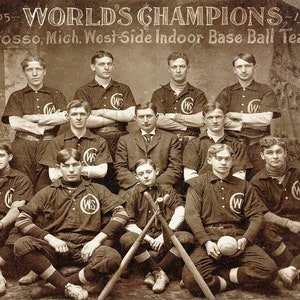 1900s World&#39;s Champions Indoor Baseball Team 16&quot; Heavy Duty USA Made Metal Adv Sign