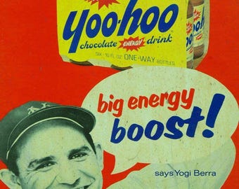 Yoohoo Chocolate Drink Yogi Berra 16&quot; Heavy Duty USA Made Metal Advertising Sign