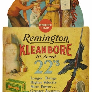 Remington Gun Kleanbore Hi-Speed 22's 23" Heavy Duty USA Made Metal Adv Sign