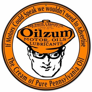 Oilzum Motor Oil Lubricants 14&quot; Round Heavy Duty USA Made Metal Advertising Sign