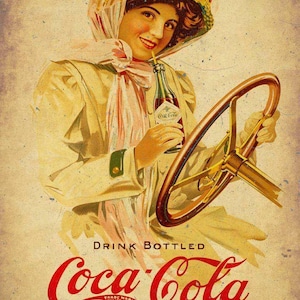 Coca Cola Beautiful Woman Driving Car 18&quot; Heavy Duty USA Made Metal Advertising Sign