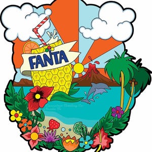 Fanta Soft Drink Volcano Dolphins 20" Heavy Duty USA Made Metal Advertising Sign