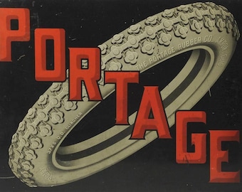 The Portage Rubber Co Akron Ohio 16" Heavy Duty USA Made Metal Tires Advertising Sign