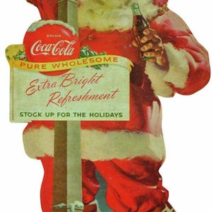 Coca Cola Santa Claus Light Post 24" Heavy Duty Usa Metal Coke Soda Pop Advertising Sign